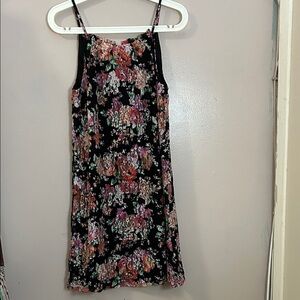 Emma & Michele Black Dress with Pink Floral Trim